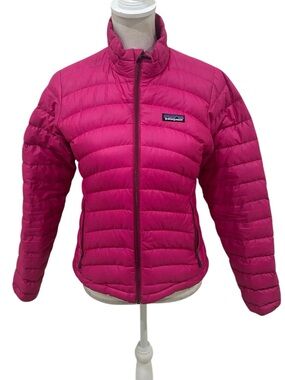 Patagonia Hot Pink Quilted lightweight goose Down Puffer zip up Jacket sz xs